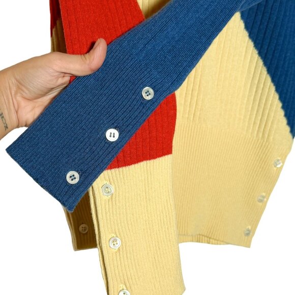 Thom Browne Multicolour Yellow Red Blue Ribbed Cashmere Sweater - Picture 3 of 10